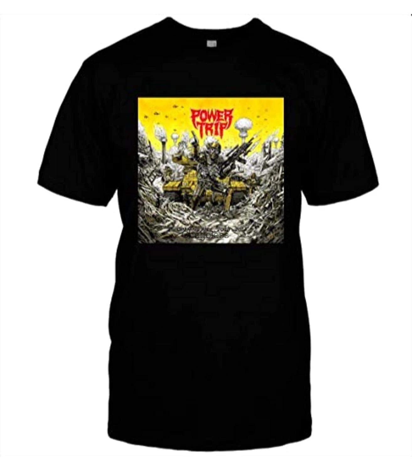 Power Trip открывающаяся черная футболка с огнем DMN | Мужская одежда