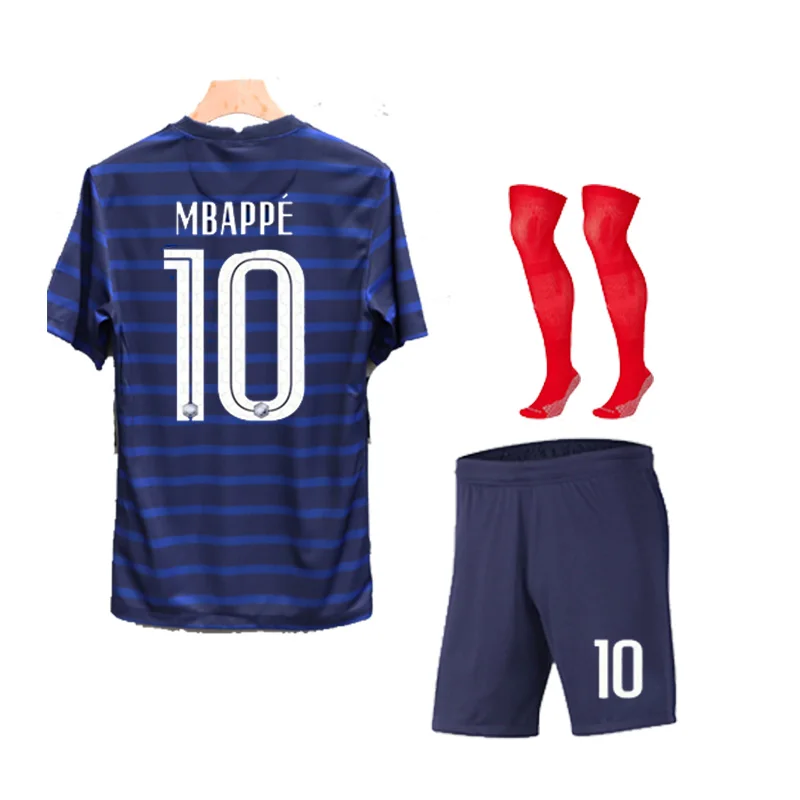 

Team soccer Jersey France kids adult football 2020 2021 child boys and men clothing kit Jersey MBAPPE GRIEZMANN