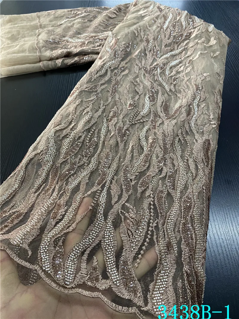 

Новейшие французские нигерийские кружева NIAI, высококачественные ткани ручной работы из бисера, африканские кружева, ткань для свадебного п...