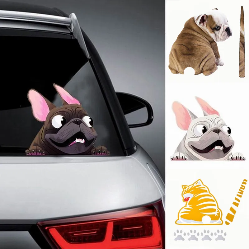 

Car Sticker Universal Funny Animal DIY Window Door Auto Decorations Accessories Cartoon Dog Bulldog Cat Vinyl Decals Waterpoof