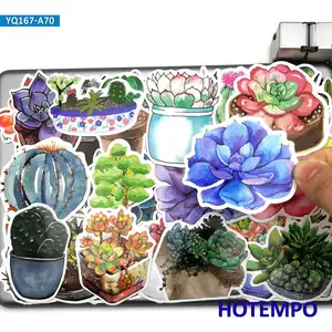 70pcs cute cartoon succulent plants potted style stickers for decoration diary wall glass mobile laptop suitcase decal stickers free global shipping