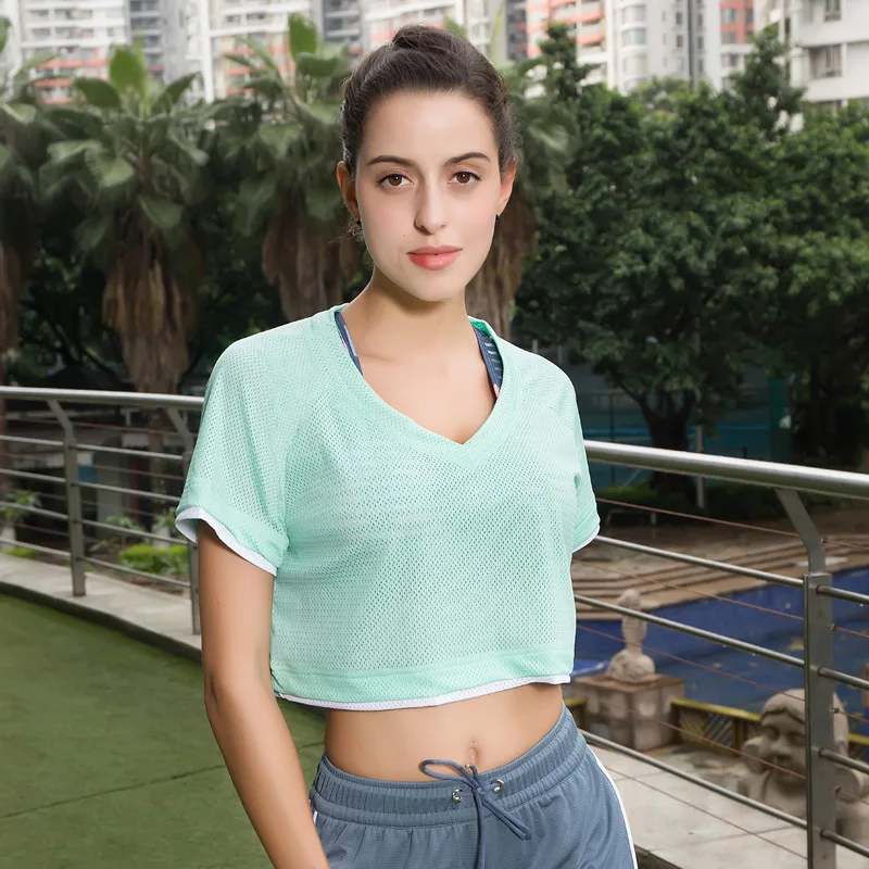 High Quality Sports Fitness Clothing Short T-shirt Women's Casual Version of Loose Net Hole Short-sleeved Top | Спорт и