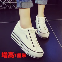 inner height small white shoes spring women 2021 new korean version student leisure board thick soled canvas shoes women