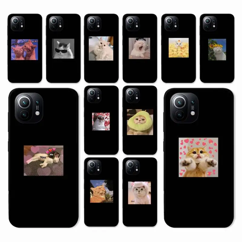 

Cute kitten Black Phone Case For Xiaomi Mi Note 10 Pro 8 Lite 9 Se 10T 6X 6 5X 5 F1 Mix 2S Max 2 3 Cover