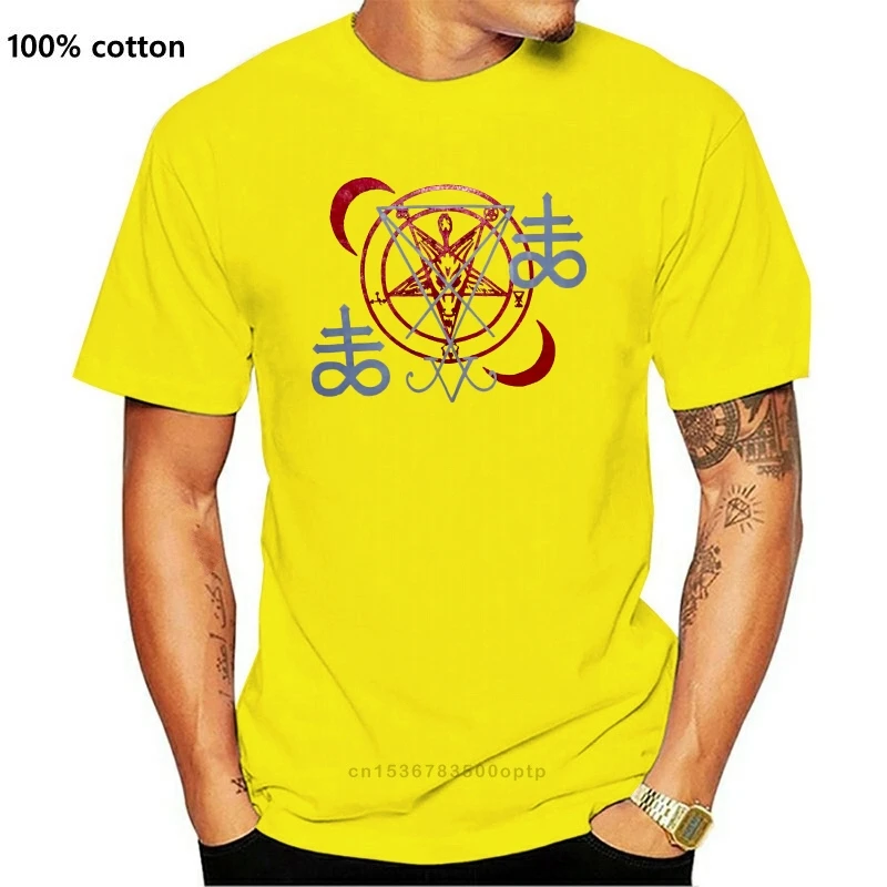 

Новинка 2021, летняя футболка Sigil of Baphomet, с бриллиантом, Sigil Lucifer, Sigil In Nomine, 2021, Приталенная футболка, летняя стильная модная мужская футболка