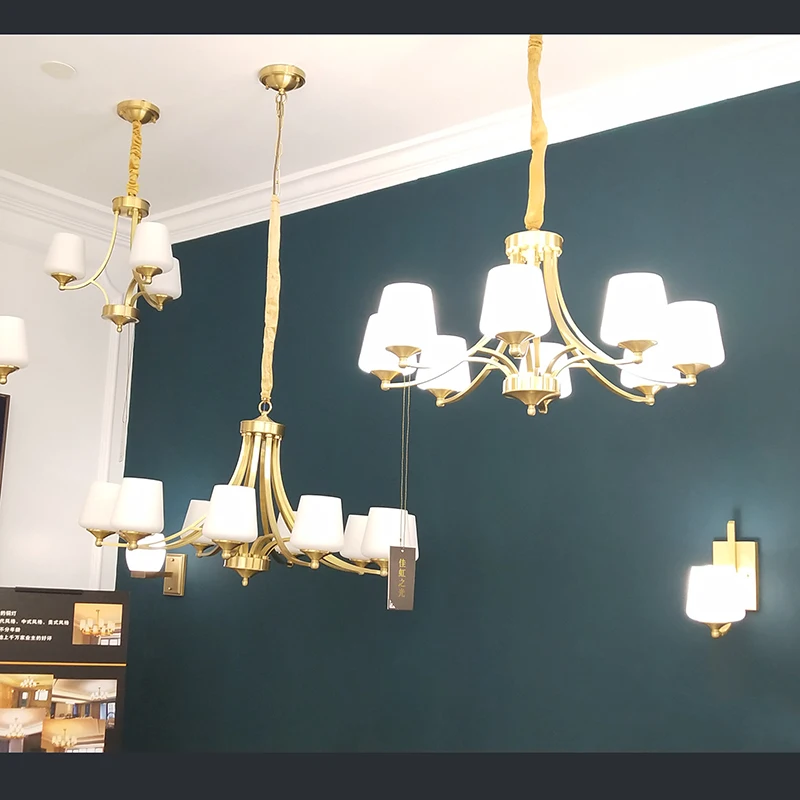 

Copper Chandelier Lighting Living Room Ceiling Chandeliers Fixture Light Bedroom Ceiling Lustre Glass Shade Brass Kitchen Copper