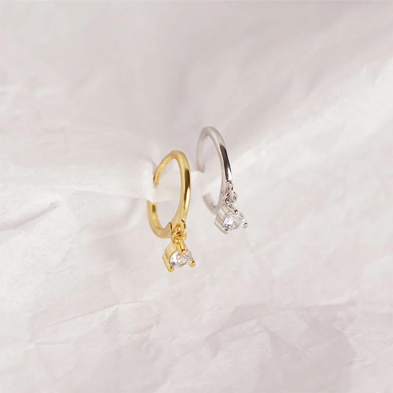 

AIDE Light Luxury Diamond Silver Earrings Women S925 Sterling Silver Minimalist INS Zircon Hoops Earrings Earrings For Women