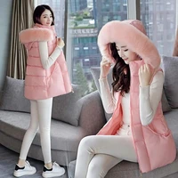 female grace fashion all match waistcoat women padded vest 2022 female autumn winter new korean hooded mid length cotton coat