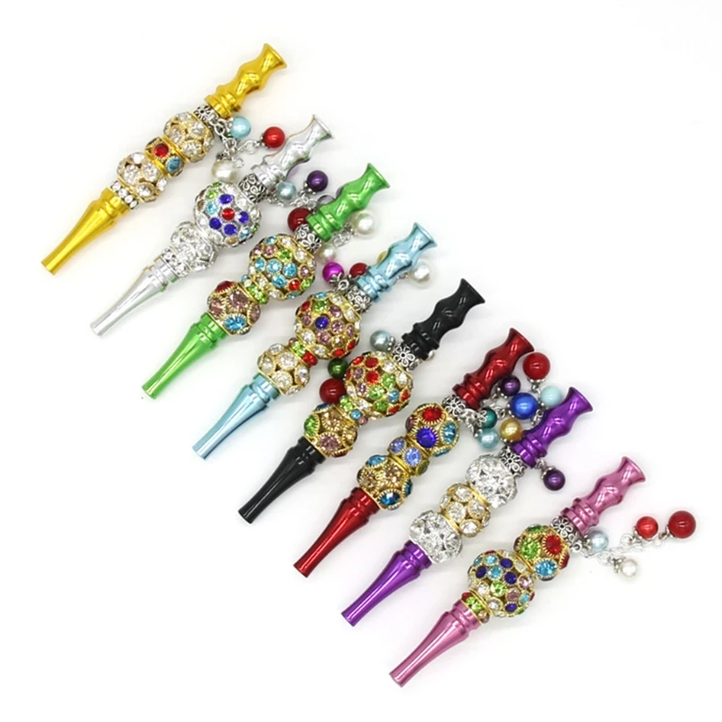 

Colorful Diamond Shisha Mouth Tips Luxury Rhinestone Hookah Nozzle with Pendant Removable Narguile Mouthpiece Cigarette Holder