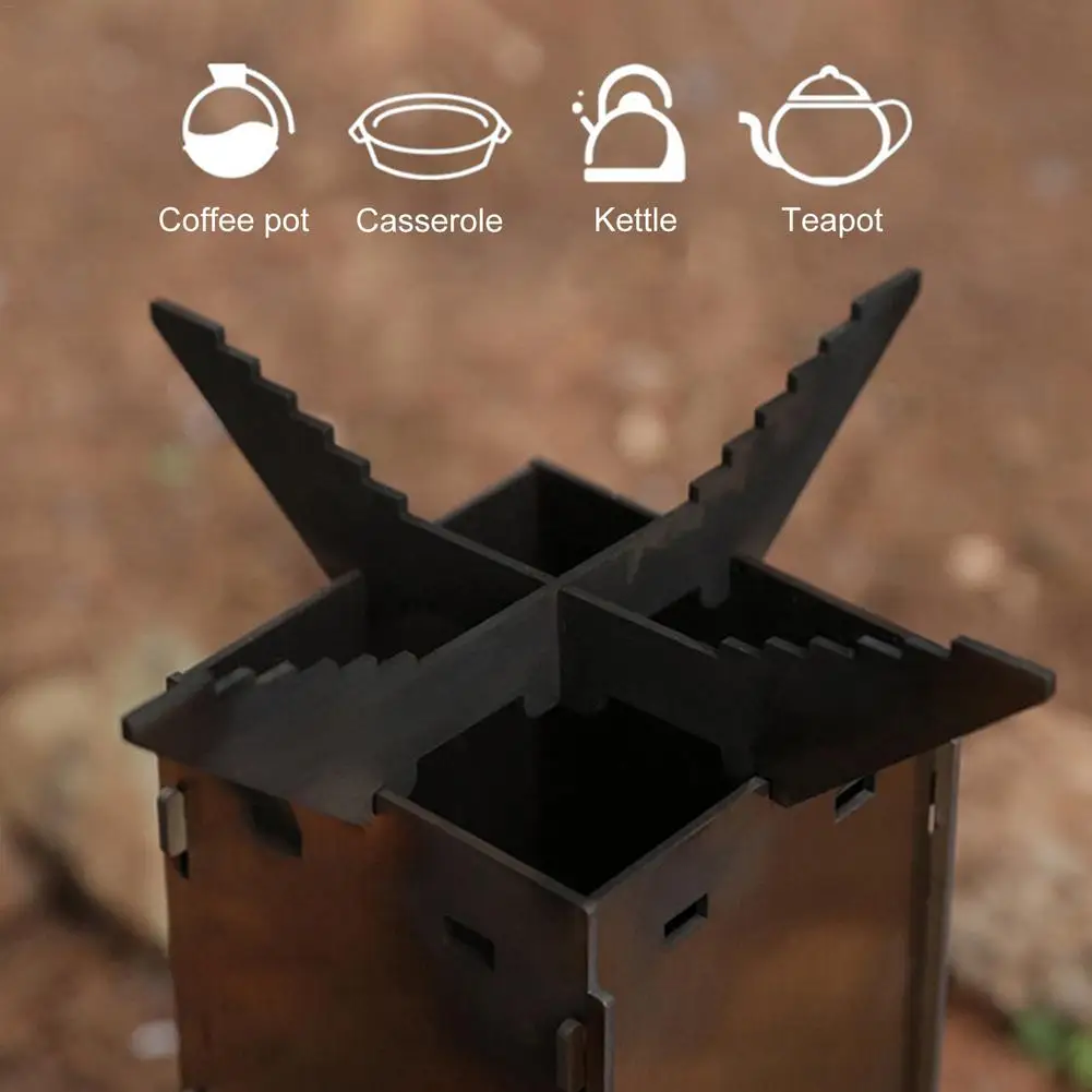 Stainless Steel Rocket Stove Lightweight Foldable Wood Collapsible Burning Camping Outdoor Picnic Cooking Oven | Спорт и развлечения