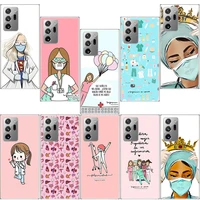 cartoon medicine doctor nurse phone case for samsung s22 ultra s21 plus galaxy s20 fe s10 lite 2020 s9 s8 s7 s6 edge cover patte