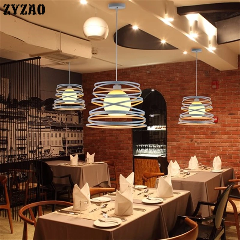 

Industrial Loft Iron Spiral Pendant Lights Dining Room Restaurant Kitchen Hanging Lamps Country Simple Indoor Led Light Fixtures
