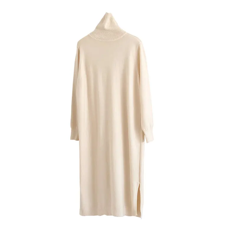 Элегантное корейское женское платье-свитер теплое осенне-зимнее платье