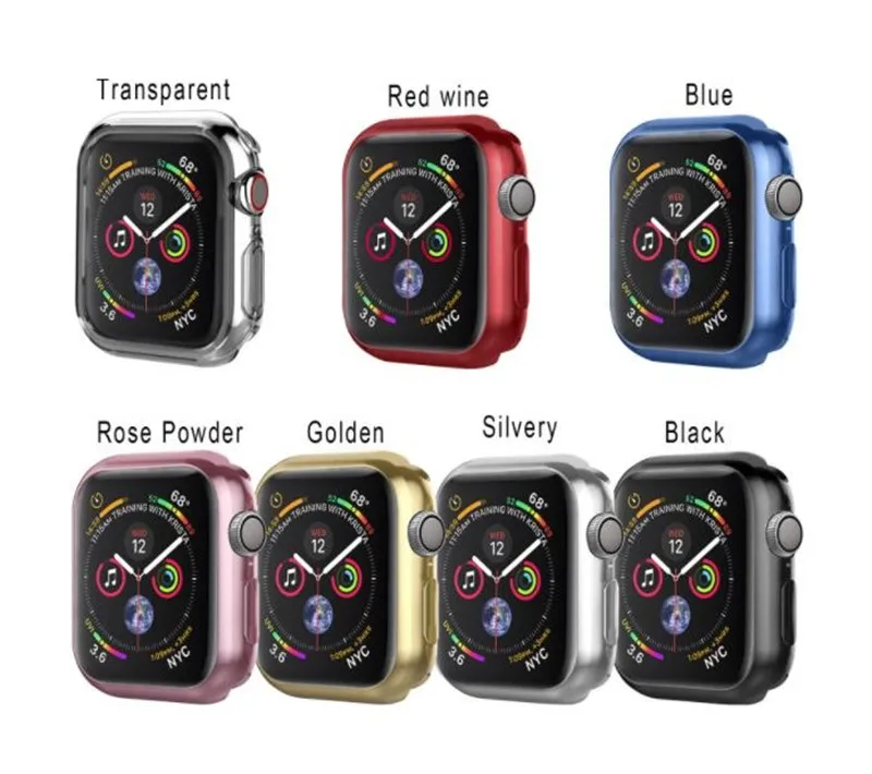 

50pcs/lot Plating Frame Protective Case Shell for Apple Watch Series 4 40MM 44MM Soft TPU Protector Cover Bumper Accessories