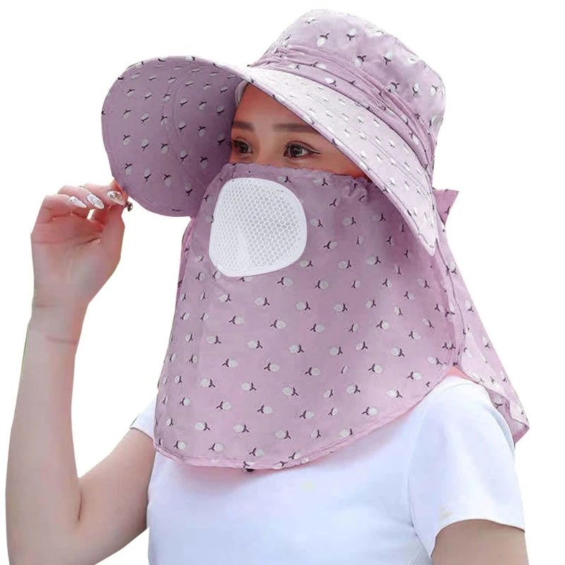 

Women Summer Sun Hat Wide Brim UV Protection Visor Removable Outdoor Fishing Neck Face Flap Cap