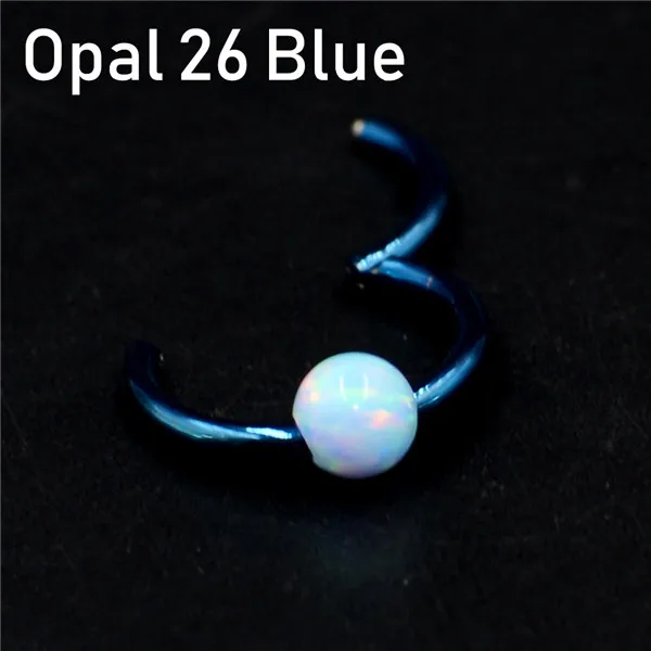 Opal 26 Blue 1 шт. титановая шарнирная Опаловая перегородка кликер носовое кольцо Лабрет губа ушной хрящ спираль серьги гвоздики пирсинг ювелирные изделия 16 г - Окраска металла: Opal 26 Blue