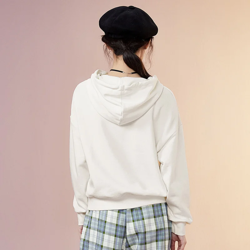 

SEMIR Antibacterial sweater women fall/winter 2020 new autumn hooded short women ins super firepower loose solid color