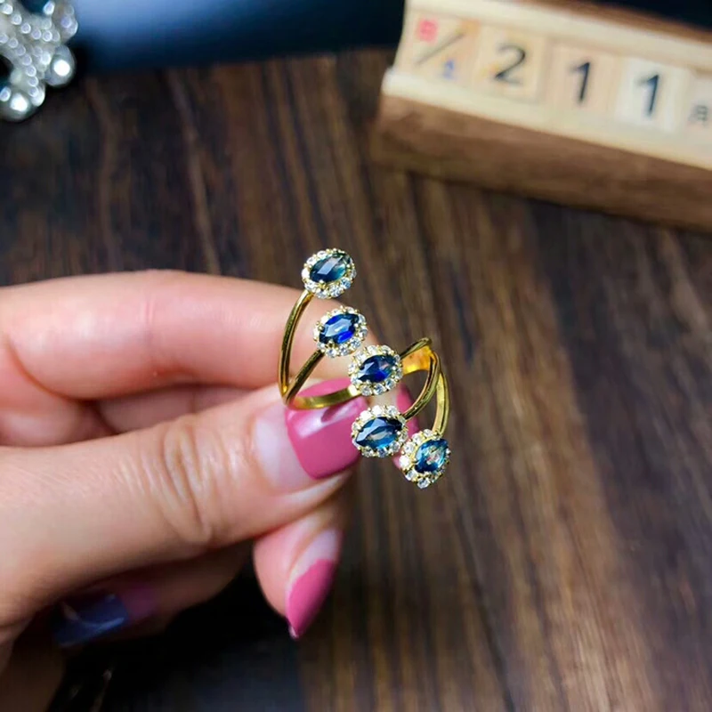 Женское кольцо с натуральным драгоценным камнем MeiBaPJ Настоящее серебро 925 пробы