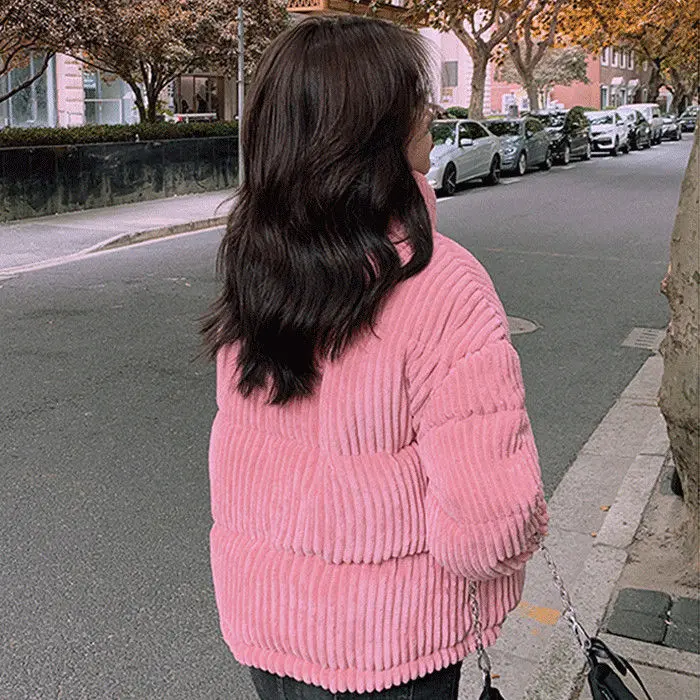 

Corduroy cotton padded jacket women's short 2020 winter new thickened coat large size cotton padded jacket Korean loose bread