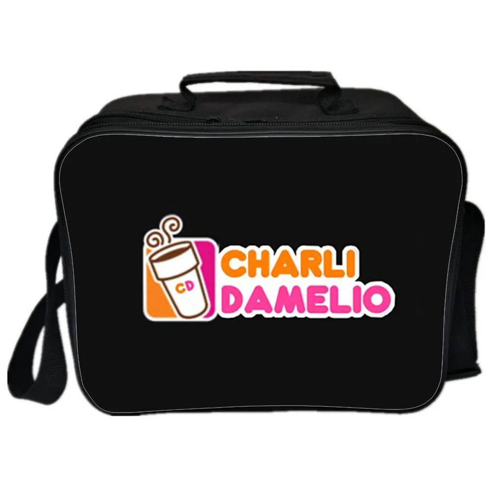 Ланчбокс Charli Damelio для студентов, модные Мультяшные повседневные сумки для пикника, рюкзак для мальчиков и девочек, ручная сумка через плечо, ...