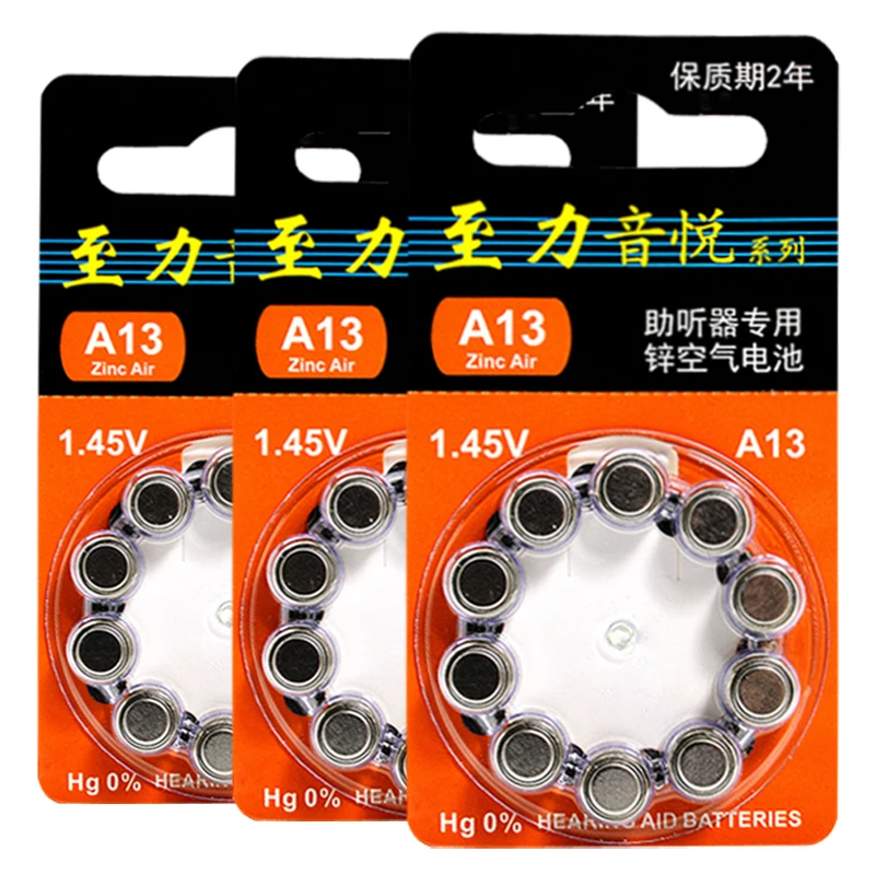 

60x Hearing Aid Batteries 13 a13 13a p13 pr48 Zinc Air cell Button Battery 1.45V for BTE ITE Hearing Aids Sound Amplifiers