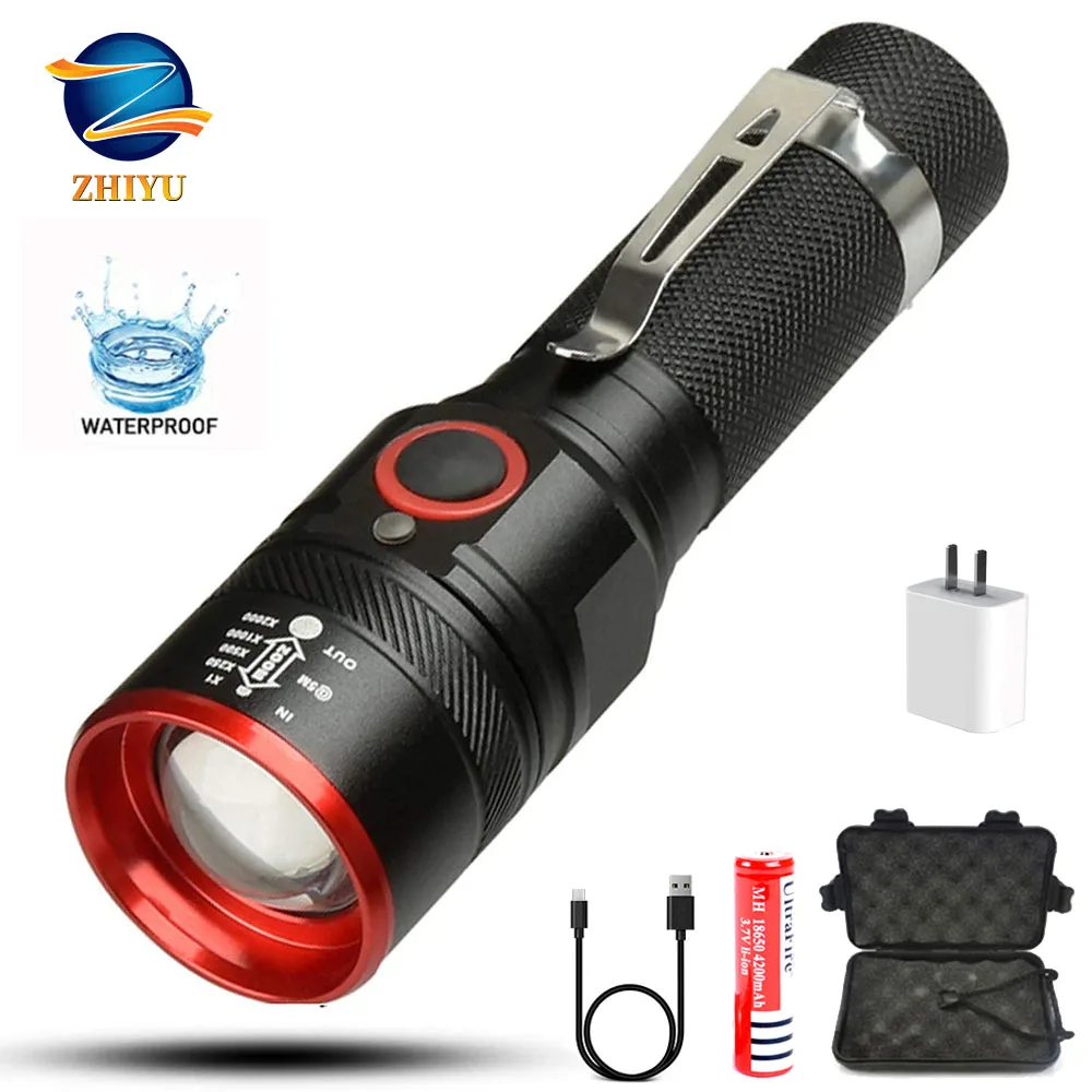 Светодиодный перезаряжаемый фонарик ZHIYU Mini XML-T6 масштабируемый 3 режима для 18650 с