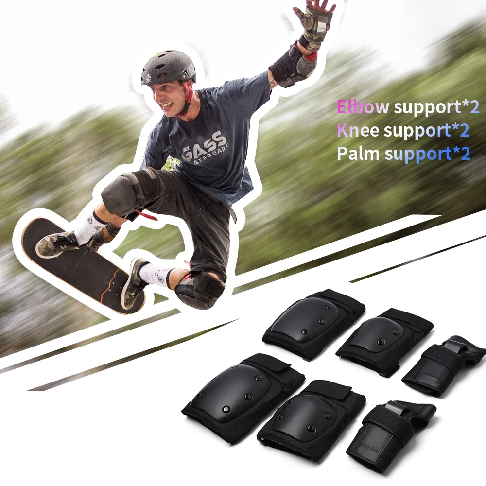 

6pcs Knee Elbow Pads Men Protective Gear Breathable Wristguard Skateboard Knee Pads Bike Motorcycle Elbow Protector for Adults