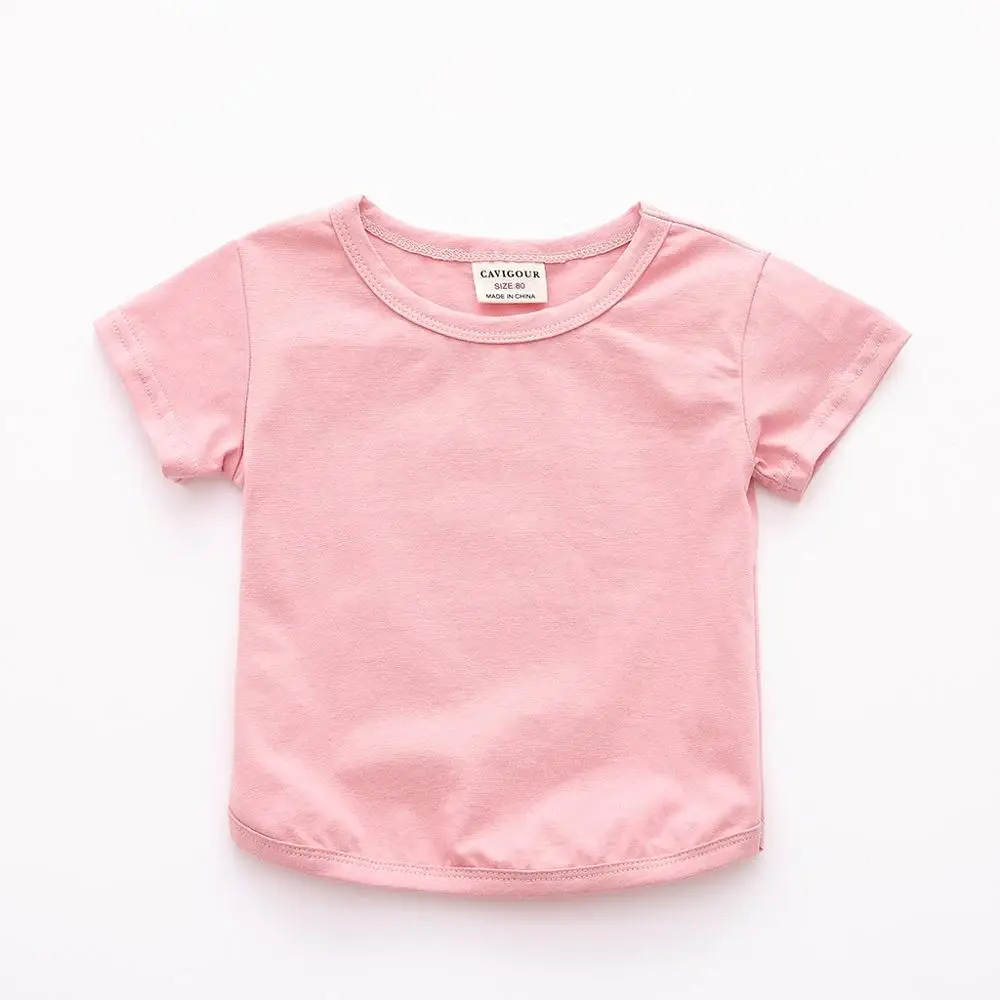 Pink Футболка для новорожденных девочек верхняя одежда Зимняя Повседневная теплая Однотонная футболка с короткими рукавами для маленьких мальчиков Camisetas Koszulka - Цвет: Pink