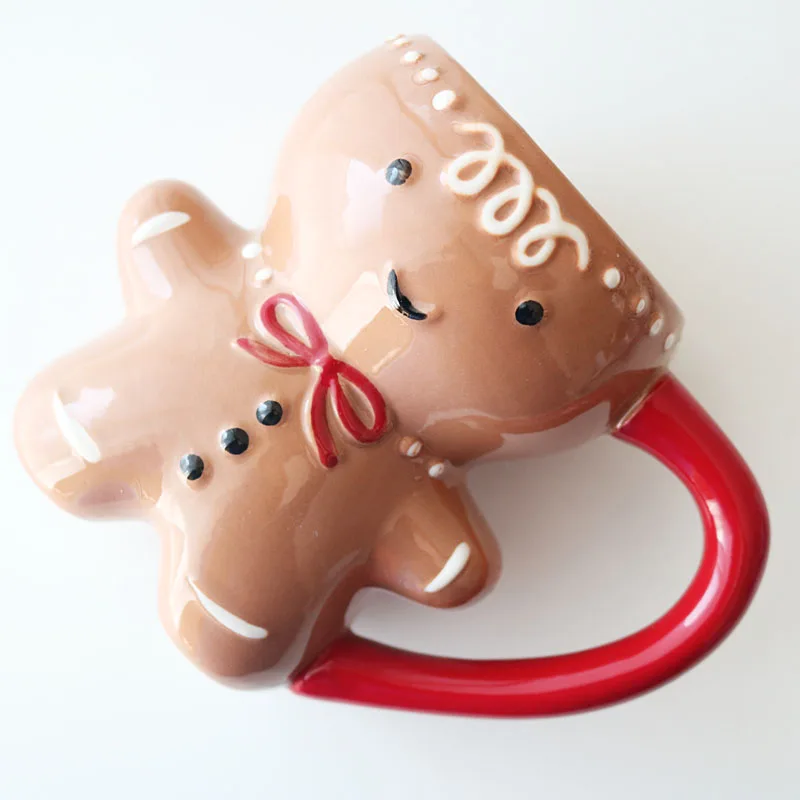 300ml Gingerbread Man Mug Cartoon Cute Kawaii Christmas 3D Ceramic Cup Milk Coffee Water Gift | Дом и сад
