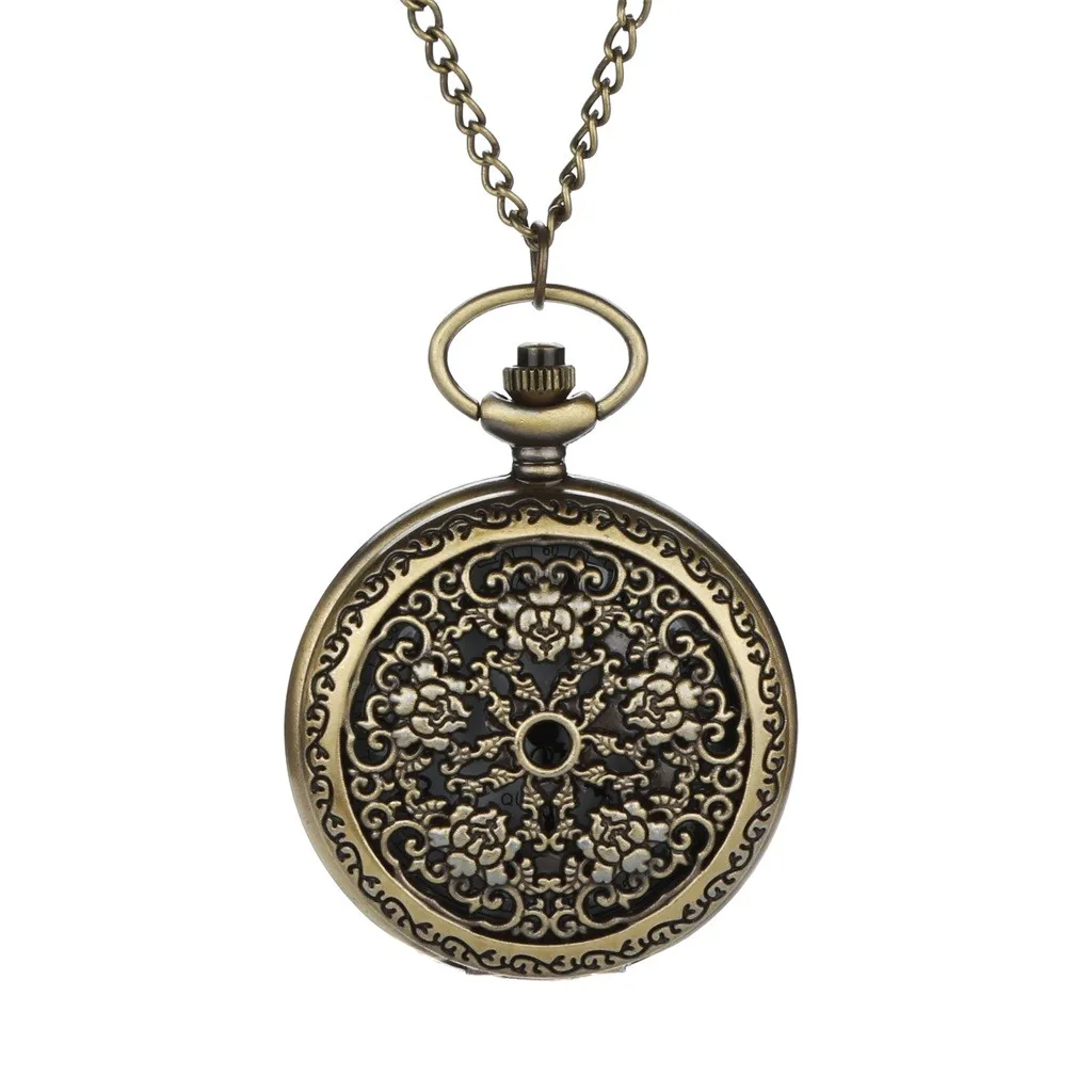 

Neutral printing hollow pocket watch personalized pattern Steampunk retro quartz Roman numeral pocket watch 40*