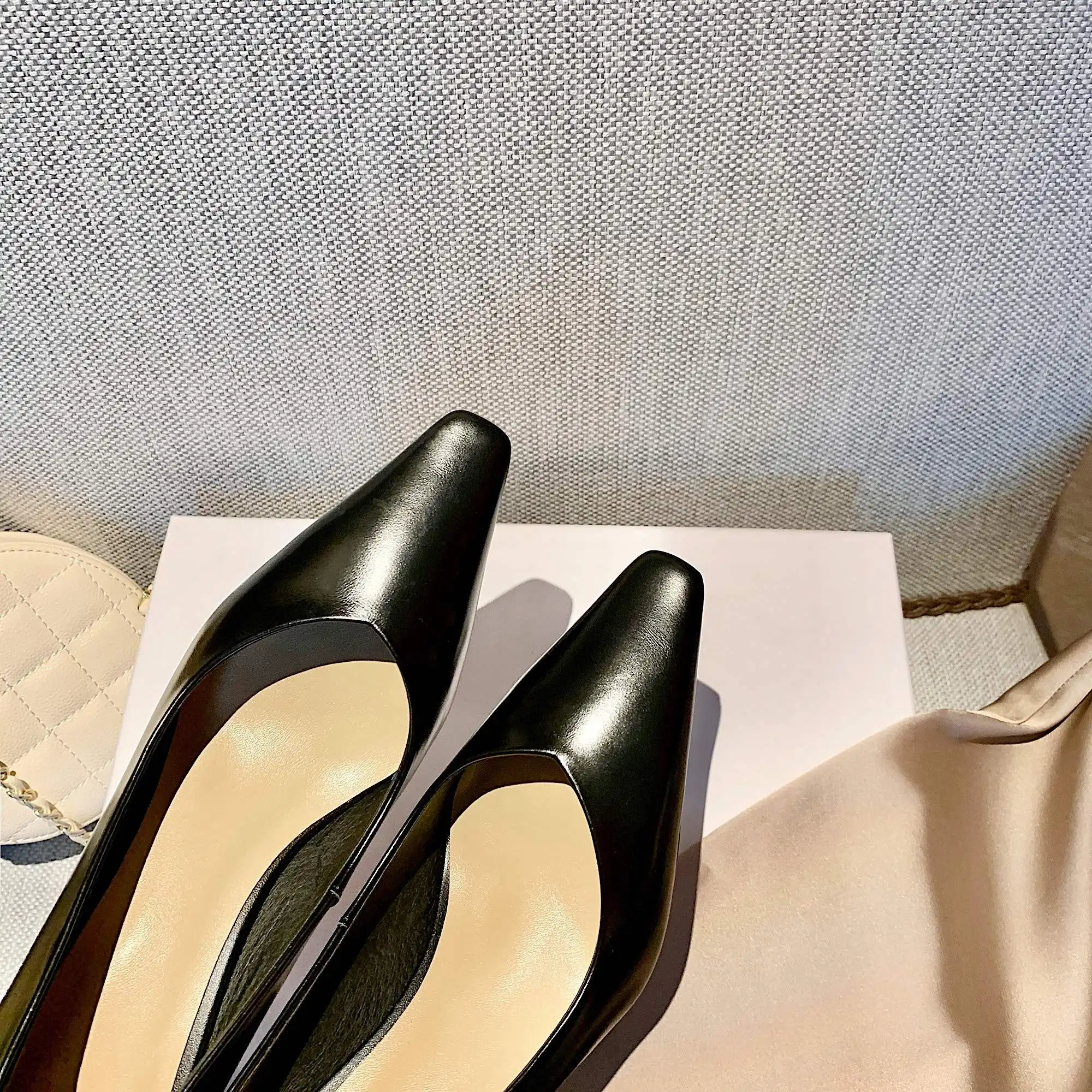 

Krazing Pot hot genuine leather square toe strange style high heels shallow simple style French romantic slip on women pumps L52