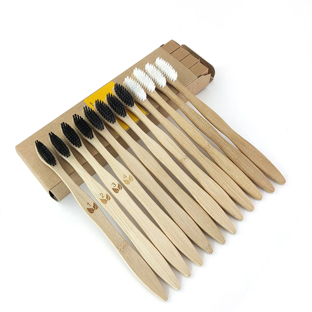 

Hot 4PCS Eco-Friendly Reusable Bamboo Toothbrushes, Bamboo Toothbrush made from Biodegradable, Individual box tooth brush