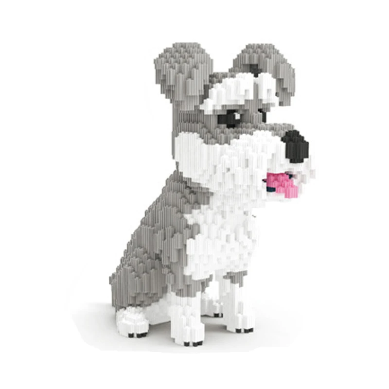 

Xizai 8033 Cartoon Schnauzer Grey Dog Pet Animal 3D Model DIY Mini Micro Building Blocks Bricks Assembly Toy 31cm tall no Box