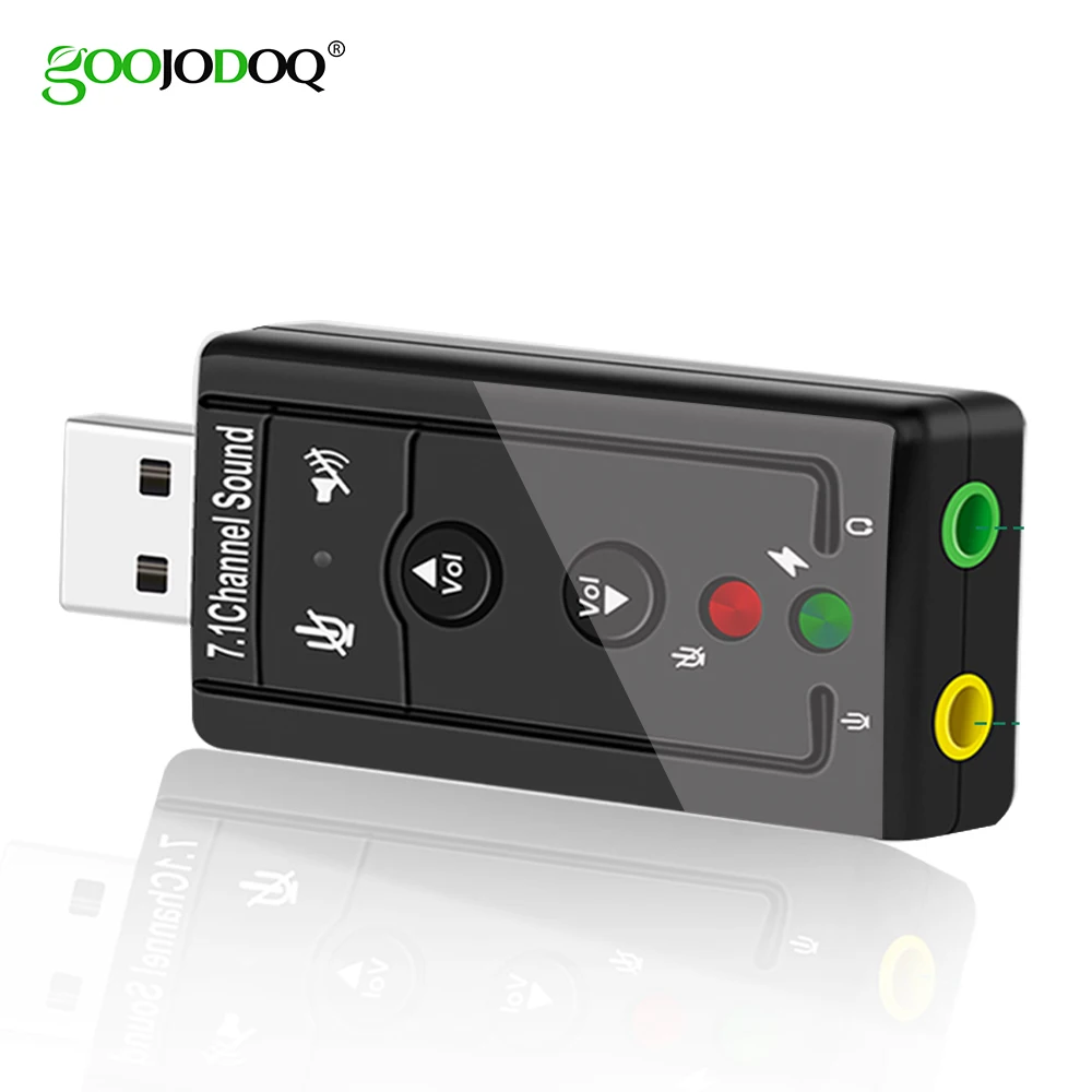 GOOJODOQ Внешний USB аудио адаптер звуковой карты Виртуальный 7,1 ch USB 2,0 микрофон динамик Аудио гарнитура микрофон 3,5 мм разъем конвертер