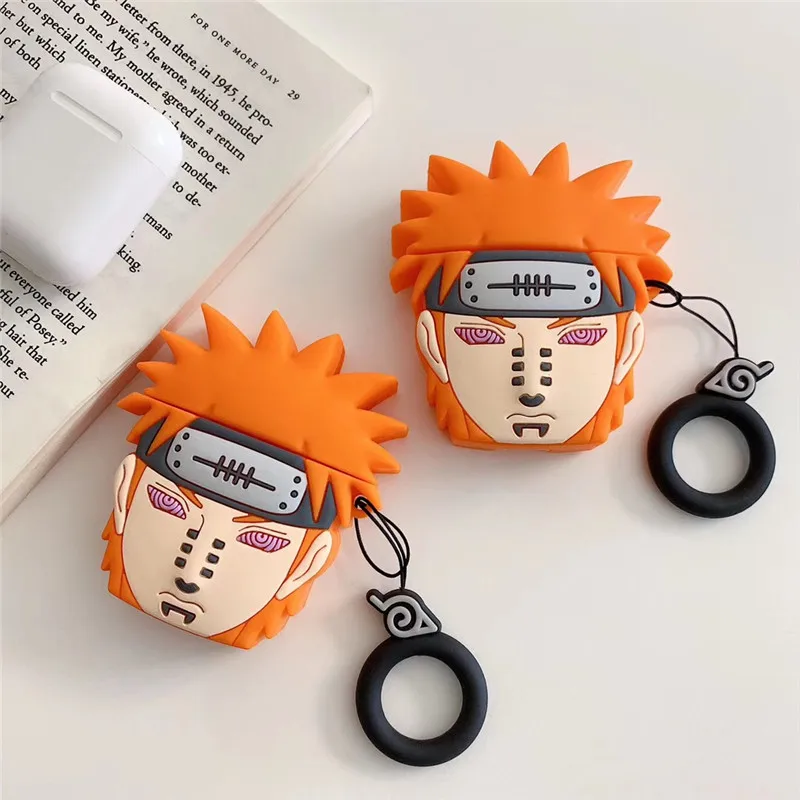 Silicone Earphone Case For Airpods 2 Cartoon Naruto Payne Headphones Cover Apple Air pods 1 Earpods Keyring |