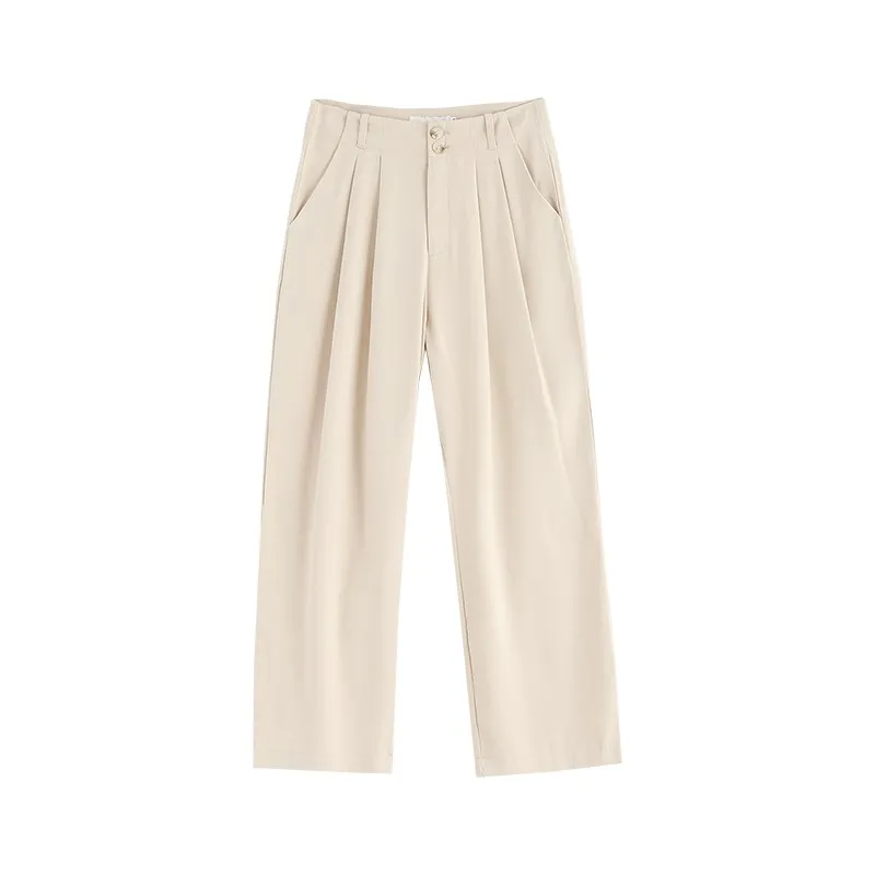 

Fashion Men New Loose Straight Pants Korean Style Wide Leg Pants Zippers Pockets High Quality Casual Pants Vintage Landing Pants