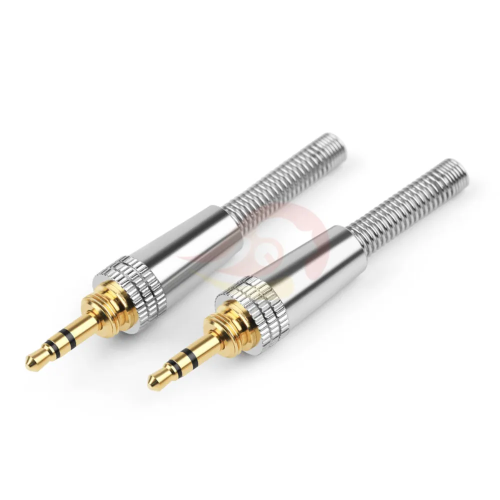 

3.5mm Male Headphone Connector Stereo Gold-Plated Assembly Plug Front Threaded With Spring Earphone Adapter Audio Jack Hifi 3.5