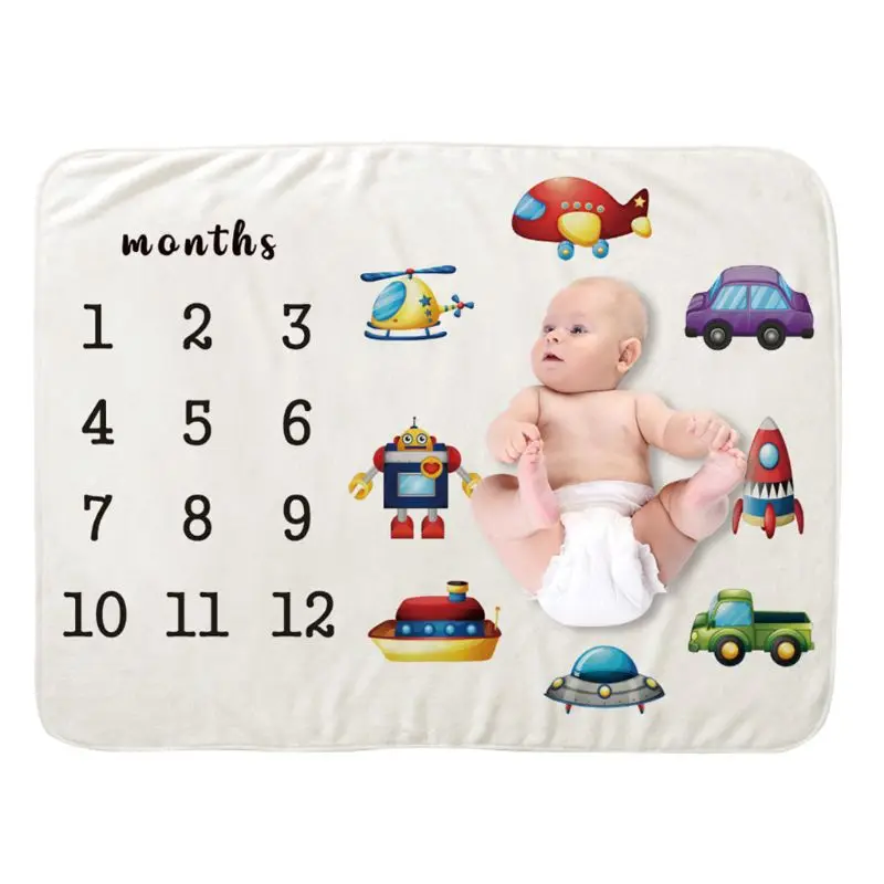 

Baby Monthly Record Growth Milestone Blanket Traffic Car Patten Photography Prop Cute and charming traffic car pattern