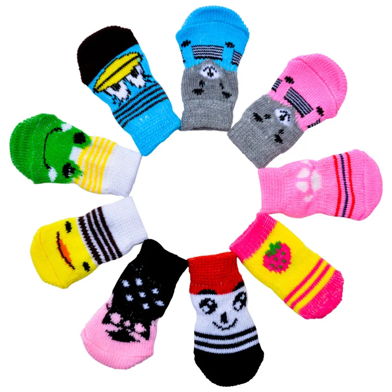 Носки для собак 4 шт. противоскользящие носки любимых домашних питомцев с