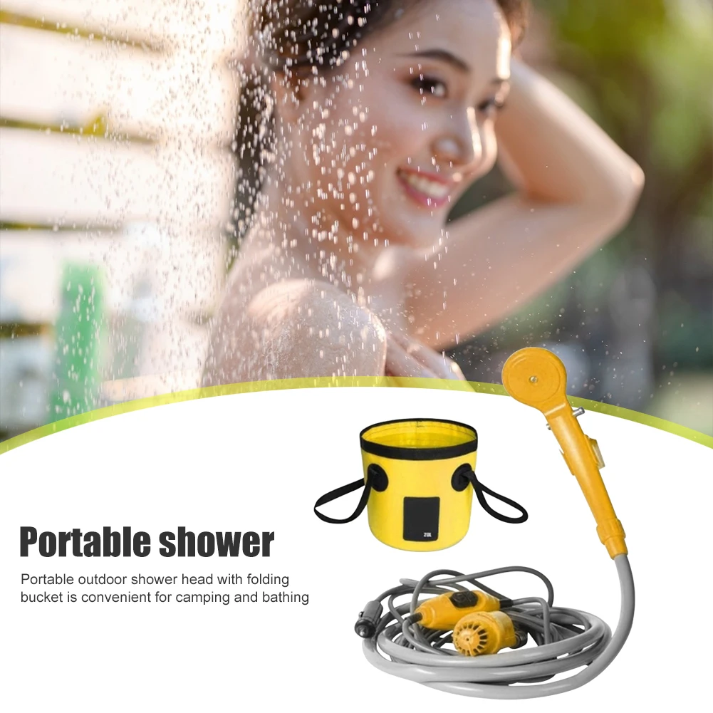 

Portable 12V Car Camping Shower + Water Bucket Set for Pet Car Washing