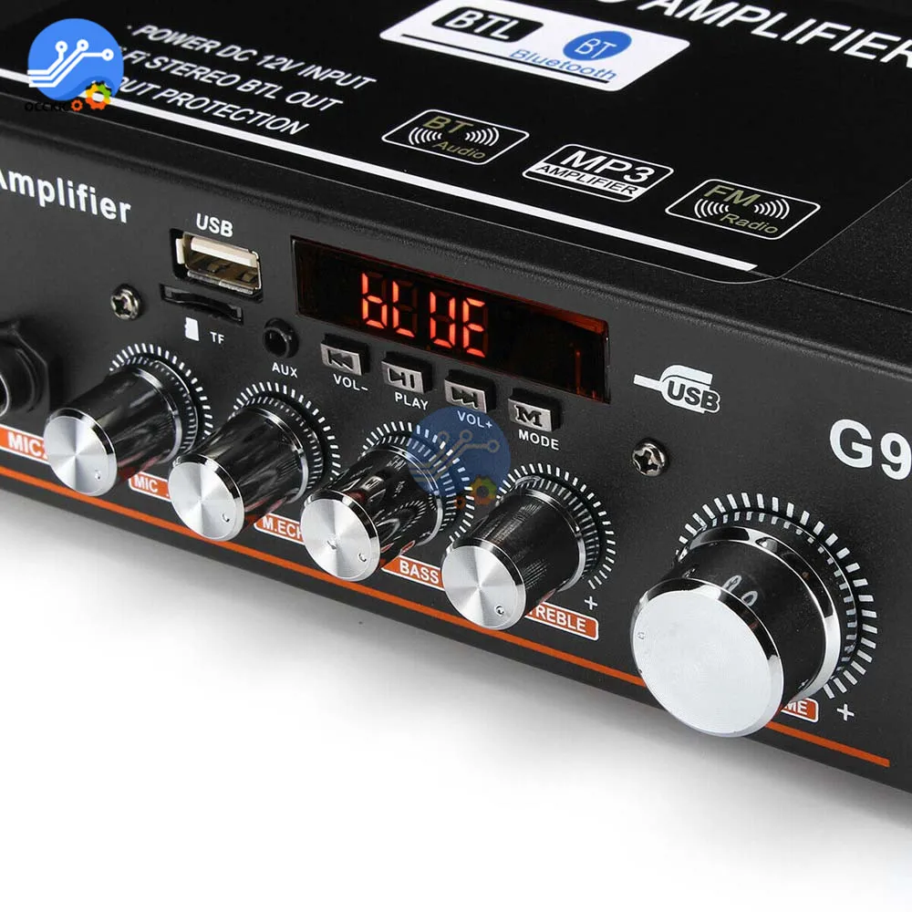 Усилитель Bluetooth DC12V AC110V-220V цифровой аудио стерео объемный тюнер усилитель 2CH FM SD HIFI