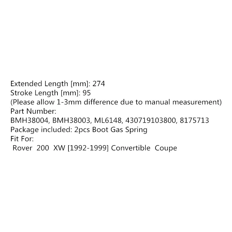 BOXI 2Qty Boot Shock Gas Spring Lift Support Prop For Rover 200 XW 1992-1999 Convertible Coupe Springs Struts | Автомобили и