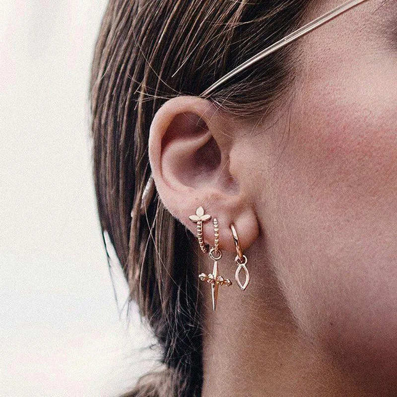 Женские серьги гвоздики золотого цвета в богемном стиле|Серьги-гвоздики| |