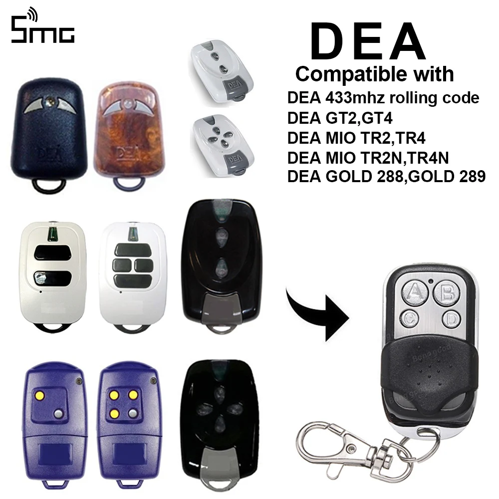 

433 mhz Garage Remote Control Rolling Code Gate Controls For DEA GT2 GT4 MIO TR2 TR4 MIO TR2N TR4N GOLD 288 289