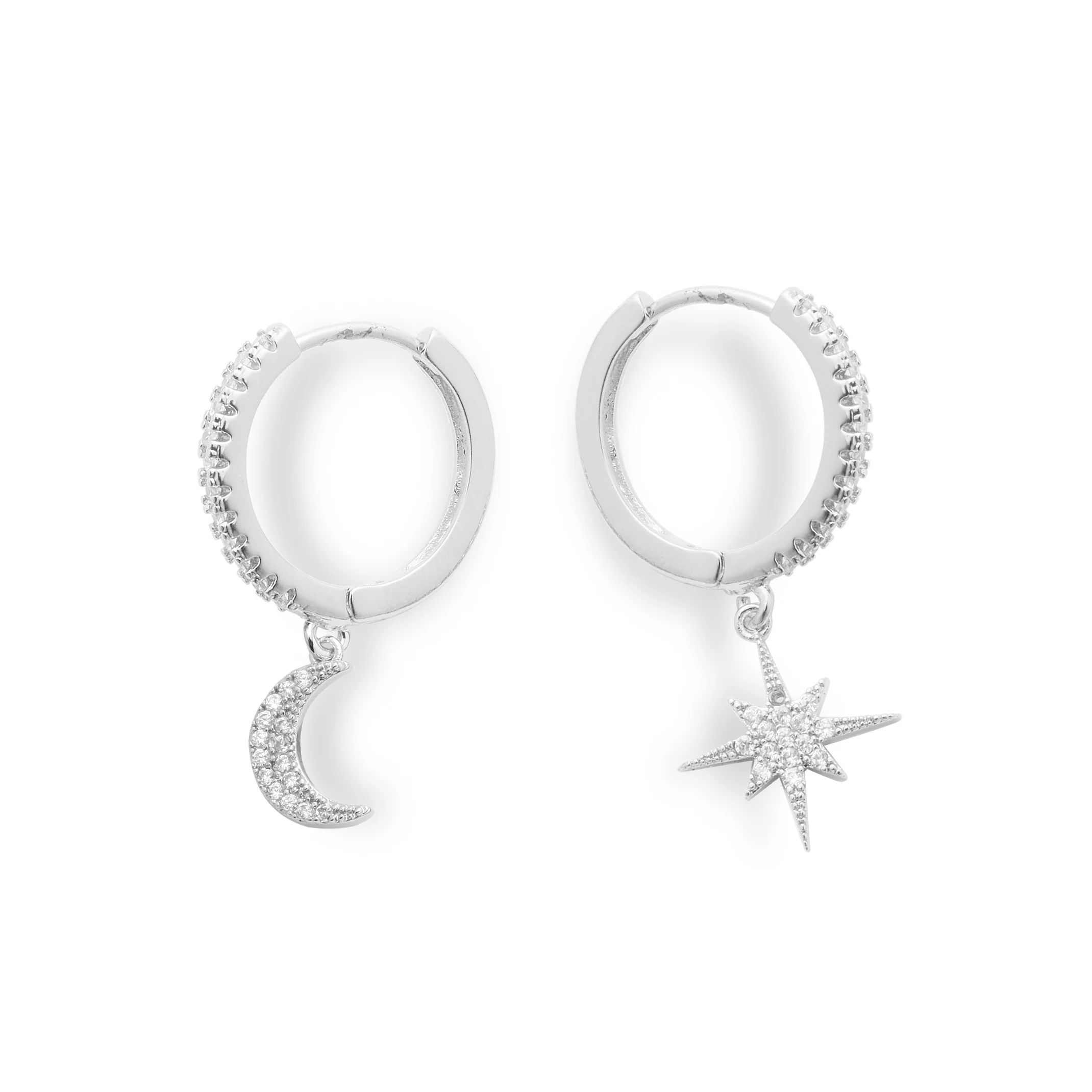 

New Fashion Shiny cubic zircon Star And Moon Earrings Good Quality Hoop Earrings For Women Girls Korean Jewelry 2020