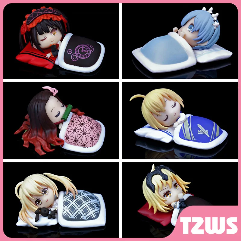 

Аниме экшн-фигурки из ПВХ Nezuko/Kurumi/Saber/Sora/Rem Q Version, игрушки, милые украшения, подарок для автомобиля/дома/офиса
