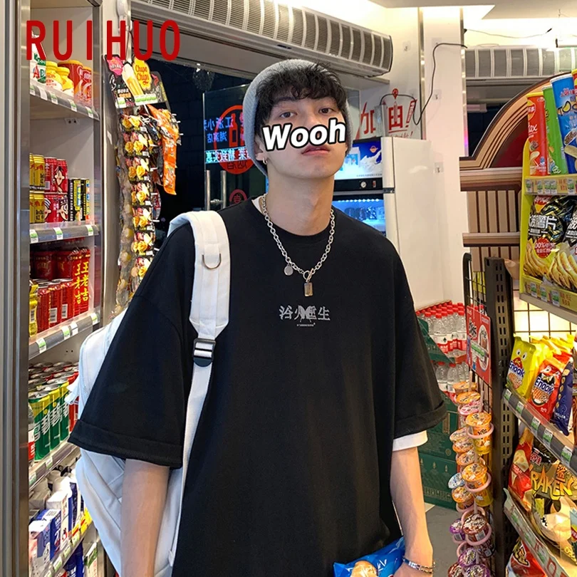 

RUIHUO Reflective Wings Harajuku T-Shirts Summer Streetwear Funny T Shirts For Men Clothing Hip Hop 2XL 2021 New Arrivals