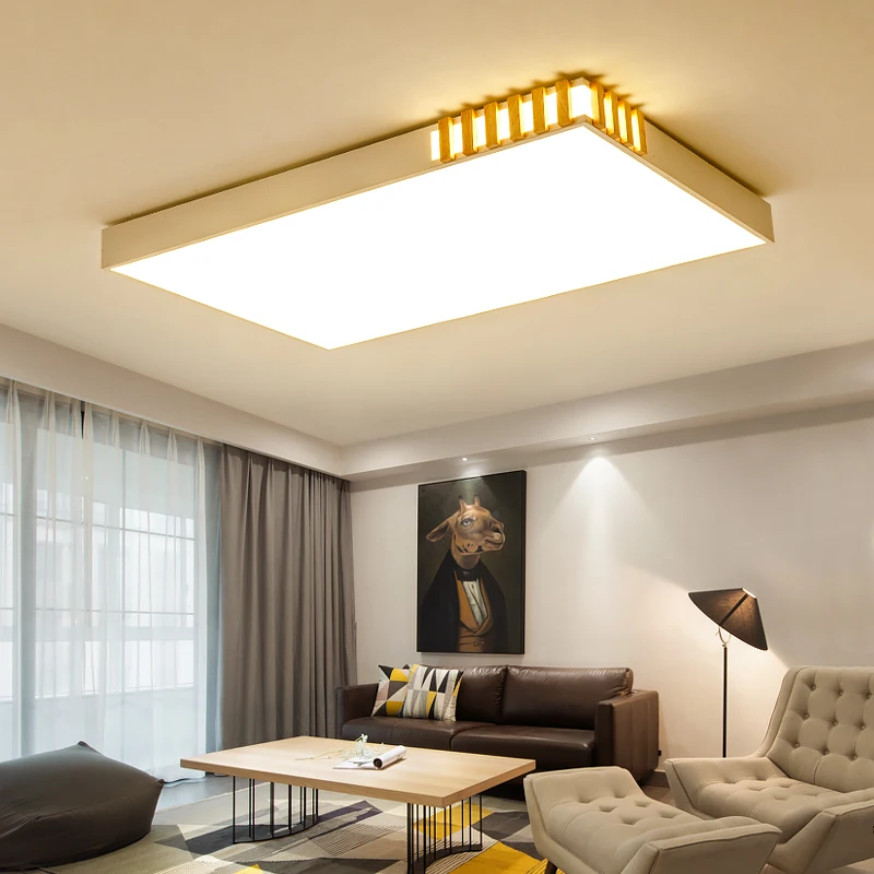 Деревянный светодиодный потолочный светильник для дома круглой квадратной