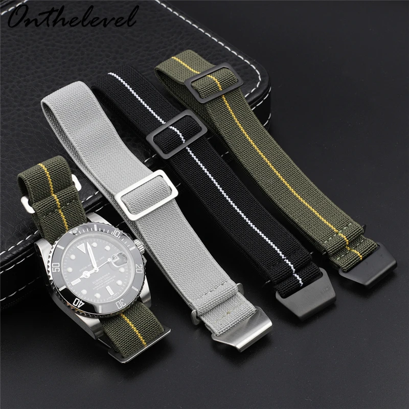 Nato Zulu Elastic Nylon Belt Watch Strap 18mm 20mm 22mm Parachute Bag Watchband French Troop Bracelet Military Watch Strap