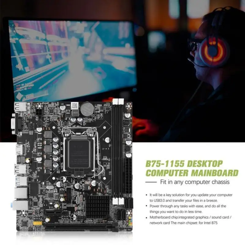 Intel B75 разъем LGA 1155 Материнская плата mикро ATX 16 Гб 2 DDR3 1600 1333 USB 3 0 PCI E SATA для i7 i5 i3 Pentium